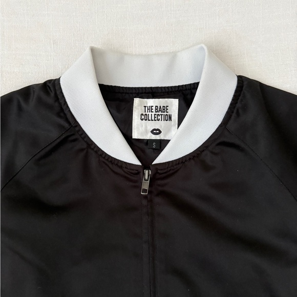 Embroidered “Babe” Satin Bomber Jacket - Picture 5 of 8